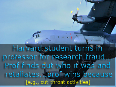 Harvard Professor retaliates against student because student tell Harvard Professor is tampering with data.